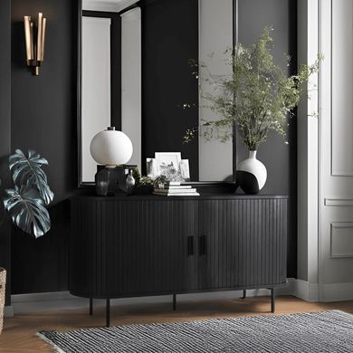 Комод MEBEL ELITE TRISH 140 Черный реальная фотография