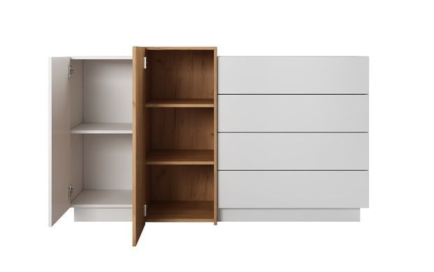Комод Perfect Home 3Д/3D 2-дверный с 4 ящиками 2D4S/160 Белый/дуб крафт золотой реальная фотография