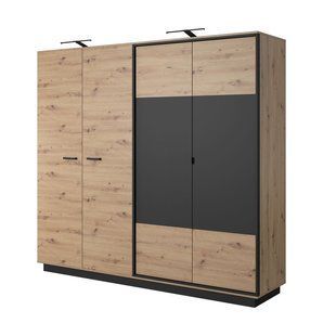 Шкаф для одежды Perfect Home Нест / Nest 4-дверный 4D/220 Дуб артизан/антрацит реальная фотография
