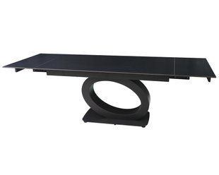 Стол раскладной OVIDIO CERAMIC Intarsio 160(240)*90 черный мат/черный каркас реальная фотография