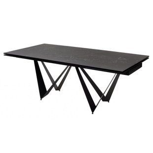 Стол раскладной FJORD BLACK MARBLE КЕРАМИКА 200-300 см Concepto Черный реальная фотография