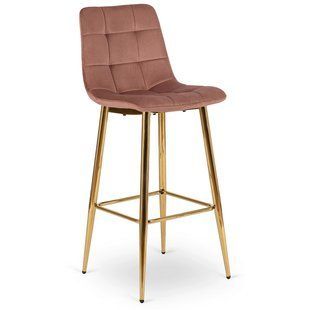 Барний стілець оксамитовий MEBEL ELITE ARIEL Velvet Рожевий / Золотий жива фотографія