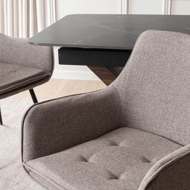 Комплект стіл MEBEL ELITE ALICANTE 160(200)х90 см Чорний/Горіх та 4 стільці EDRICK Коричневий жива фотографія