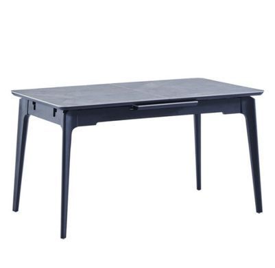 Стол раскладной BERLIN CERAMIC Intarsio 140(180)x80 Серый Мат Керамика Черный реальная фотография
