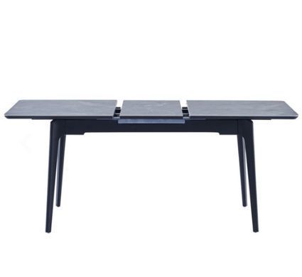 Стол раскладной BERLIN CERAMIC Intarsio 140(180)x80 Серый Мат Керамика Черный реальная фотография