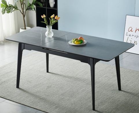 Стол раскладной BERLIN CERAMIC Intarsio 140(180)x80 Серый Мат Керамика Черный реальная фотография
