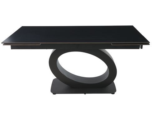 Стіл розкладний OVIDIO CERAMIC Intarsio 160(240)*90 чорний мат/чорний каркас жива фотографія