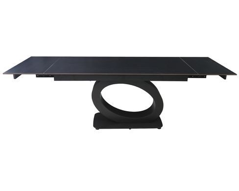 Стіл розкладний OVIDIO CERAMIC Intarsio 160(240)*90 чорний мат/чорний каркас жива фотографія
