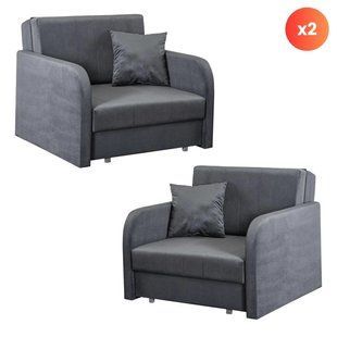 Набір з 2х розкладних крісел MEBEL ELITE VERO 97 см Сірий / велюр