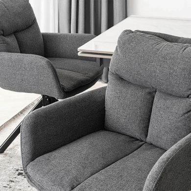 Комплект стіл MEBEL ELITE LUIGI 160(240)х90 см сірий мармур/чорний та 4 стільців PAUL темно-сірого кольору жива фотографія