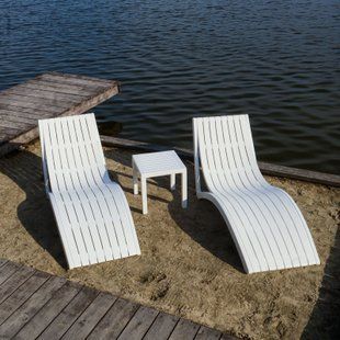 Комплект 2 шезлонга Onto Siesta Slim + Стол Siesta Ocean Side Table - White