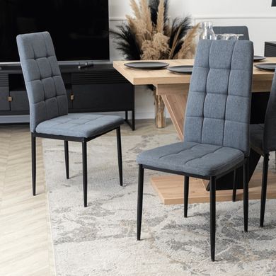 Комплект стол раскладной MEBEL ELITE CLARK 120(160)х80 см Дуб артизан/черный +4 стула TEX Темно серый реальная фотография