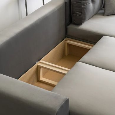 Кутовий диван універсальний оксамитовий MEBEL ELITE MATEO Velvet 248 см Сірий Правий