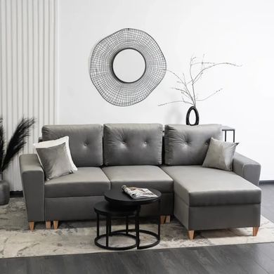 Кутовий диван універсальний оксамитовий MEBEL ELITE MATEO Velvet 248 см Сірий Правий