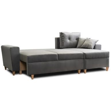 Кутовий диван універсальний оксамитовий MEBEL ELITE MATEO Velvet 248 см Сірий Правий