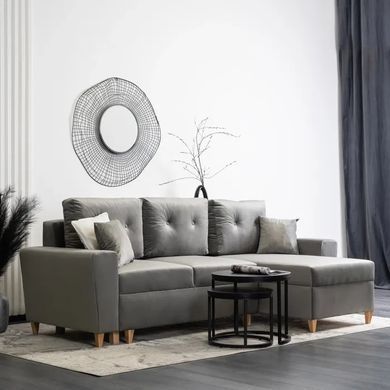 Кутовий диван універсальний оксамитовий MEBEL ELITE MATEO Velvet 248 см Сірий Правий