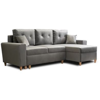 Кутовий диван універсальний оксамитовий MEBEL ELITE MATEO Velvet 248 см Сірий Правий
