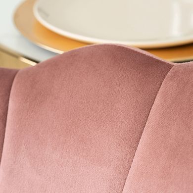 Стілець оксамитовий MEBEL ELITE VIOLA Velvet Рожевий/золото жива фотографія
