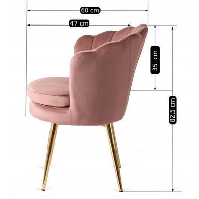 Стілець оксамитовий MEBEL ELITE VIOLA Velvet Рожевий/золото жива фотографія