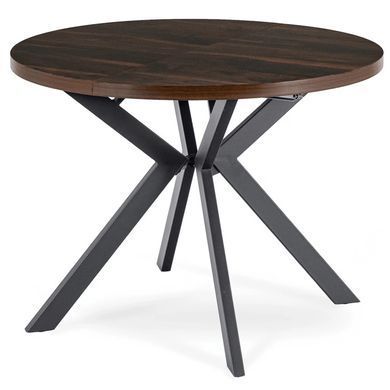 Комплект стіл MEBEL ELITE LUKAS 100(250)х100 см горіх/чорний, та 4 чорних стільці PERU жива фотографія