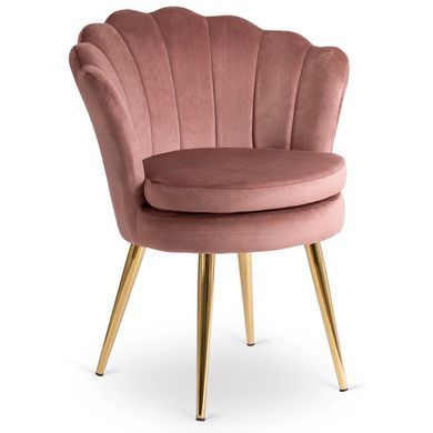 Стілець оксамитовий MEBEL ELITE VIOLA Velvet Рожевий/золото жива фотографія