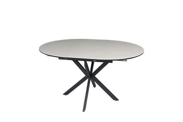 Стіл розкладний GENEWA CERAMIC Intarsio 105(140)x105 бежевий/чорний жива фотографія