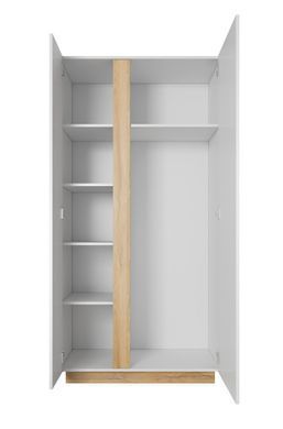 Шафа для одягу Perfect Home Арко / Arco 2-дверна 2D/96 Білий глянець/дуб грандсон жива фотографія