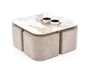 Журнальный столик ARAKIS 90x90 Halmar бежевый мрамор/орех реальная фотография