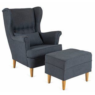 Крісло м'яке оксамитове з підставкою для ніг MEBEL ELITE EVAN 2 Сірий