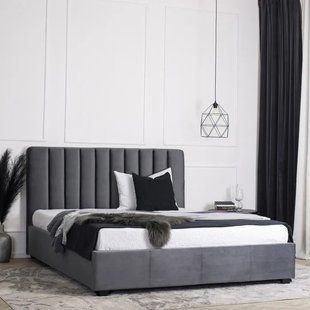 Кровать двуспальная бархатная 160x200 MEBEL ELITE MARI Velvet Серый реальная фотография