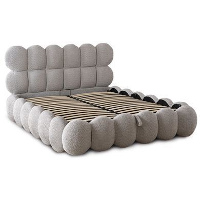Ліжко двоспальне MEBEL ELITE ANKARA 140x200 см Сірий Букле жива фотографія