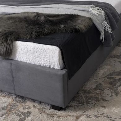 Кровать двуспальная бархатная 160x200 MEBEL ELITE MARI Velvet Серый реальная фотография