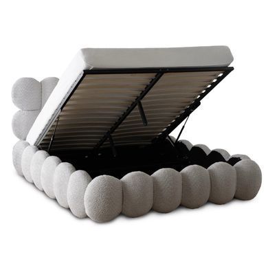 Ліжко двоспальне MEBEL ELITE ANKARA 140x200 см Сірий Букле жива фотографія