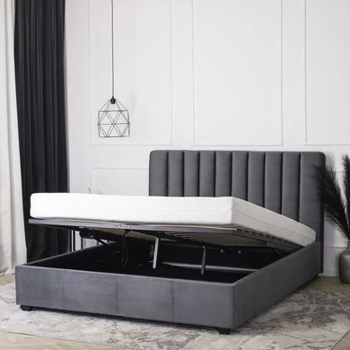 Кровать двуспальная бархатная 160x200 MEBEL ELITE MARI Velvet Серый реальная фотография