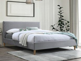 Кровать AZURRO Velvet Signal 160x200 Светло Серый реальная фотография