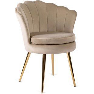 Стілець оксамитовий MEBEL ELITE VIOLA Velvet Беж/золото жива фотографія