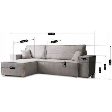 Угловой диван универсальный MEBEL ELITE ALEX 262 см ткань Серый