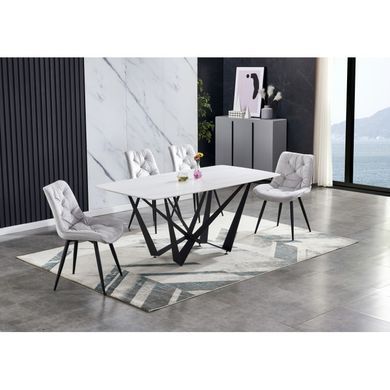 Стіл DALI CERAMIC Intarsio 180х90 Білий Ефект Мармуру жива фотографія