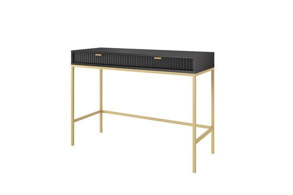 Стол туалетный Perfect Home Новая/Nova с 2 ящиками и золотыми ножками T104 Черный реальная фотография