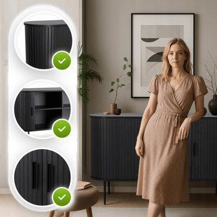 Комод MEBEL ELITE TRISH 180 Чорний жива фотографія