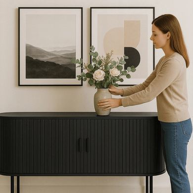 Комод MEBEL ELITE TRISH 180 Чорний жива фотографія