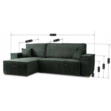 Угловой диван универсальный MEBEL ELITE ALEX 262 см ткань Зеленый