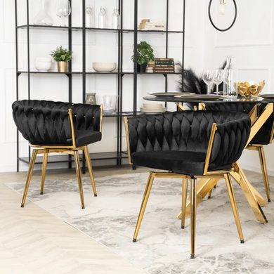 Стілець поворотний оксамитовий MEBEL ELITE RUBI Velvet Чорний жива фотографія
