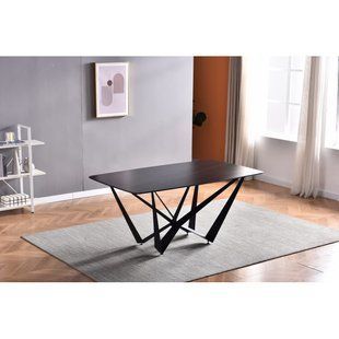 Стол DALI CERAMIC Intarsio 180х90 Черный Эффект Мрамора реальная фотография