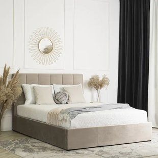 Ліжко двоспальне оксамитове MEBEL ELITE PANAMA Velvet 140x200 см Бежевий жива фотографія
