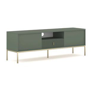 ТВ Тумба MEBEL ELITE MARCOS 155 Зеленый/Золото реальная фотография