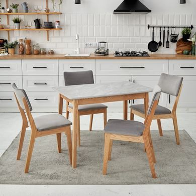 Стол раскладной Леонардо 120(160)х75 Onto Мрамор серый/дерево реальная фотография