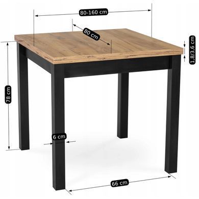 Стол раскладной MEBEL ELITE MAX 80 (160)80см Дуб артизан / Черный реальная фотография