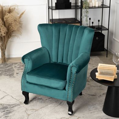 Кресло мягкое бархатное MEBEL ELITE MALLO Velvet Зеленый
