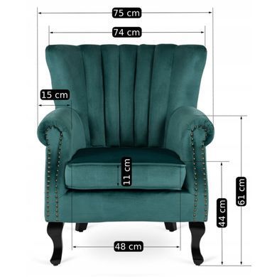 Кресло мягкое бархатное MEBEL ELITE MALLO Velvet Зеленый